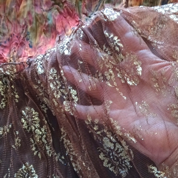 UNYX Floral Print Beautiful Colors/ Contrast 1 Velvet & 2 100% Polyester Skirt S - Picture 13 of 15